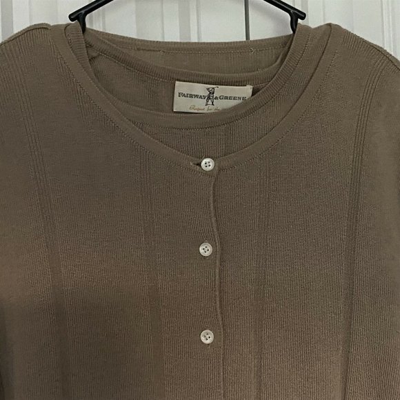 Fairway & Greene Women's Sweater Set Cardigan Shell Golf Activewear Beige - Picture 3 of 10
